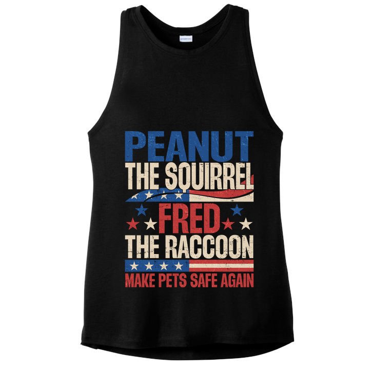 Peanut The Squirrel Fred The Raccoon Make Pets Safe Again Ladies PosiCharge Tri-Blend Wicking Tank