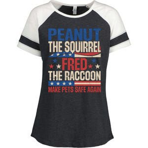 Peanut The Squirrel Fred The Raccoon Make Pets Safe Again Enza Ladies Jersey Colorblock Tee