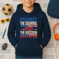 Peanut The Squirrel Fred The Raccoon Make Pets Safe Again Kids Hoodie