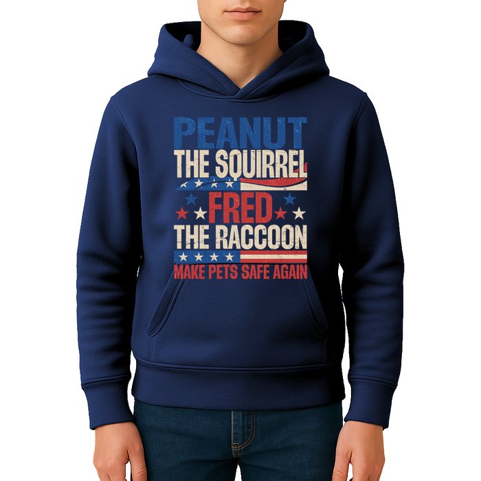 Peanut The Squirrel Fred The Raccoon Make Pets Safe Again Kids Hoodie