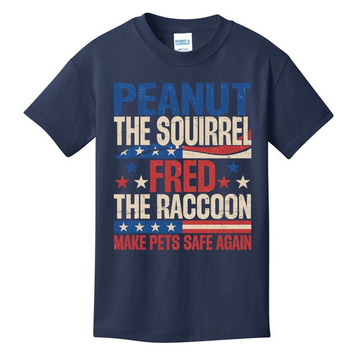 Peanut The Squirrel Fred The Raccoon Make Pets Safe Again Kids T-Shirt