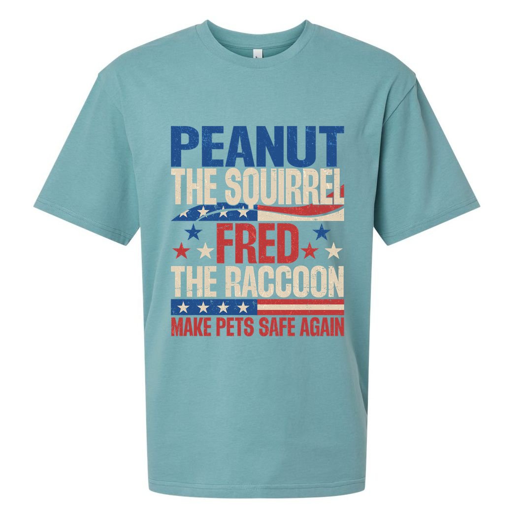 Peanut The Squirrel Fred The Raccoon Make Pets Safe Again Sueded Cloud Jersey T-Shirt