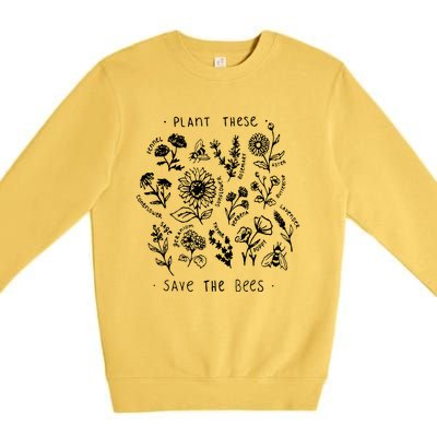 Plant These Save The Bees Sunflower Fennel Asre Lavender Farm Premium Crewneck Sweatshirt