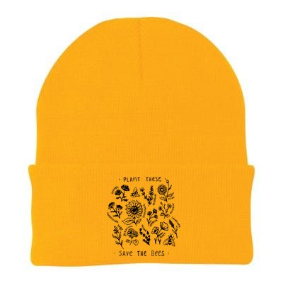 Plant These Save The Bees Sunflower Fennel Asre Lavender Farm Knit Cap Winter Beanie