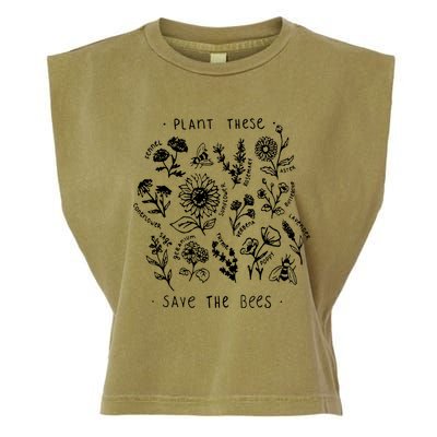 Plant These Save The Bees Sunflower Fennel Asre Lavender Farm Garment-Dyed Women's Muscle Tee