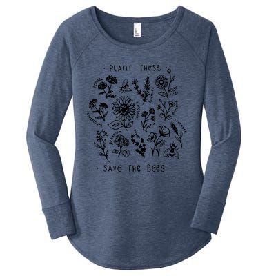 Plant These Save The Bees Sunflower Fennel Asre Lavender Farm Women's Perfect Tri Tunic Long Sleeve Shirt