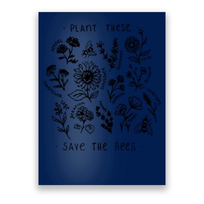 Plant These Save The Bees Sunflower Fennel Asre Lavender Farm Poster