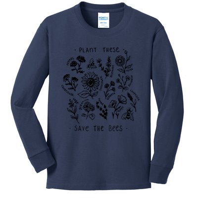 Plant These Save The Bees Sunflower Fennel Asre Lavender Farm Kids Long Sleeve Shirt