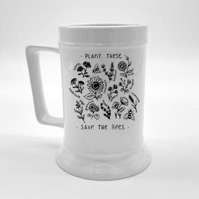 Plant These Save The Bees Sunflower Fennel Asre Lavender Farm Beer Stein