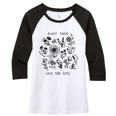 Plant These Save The Bees Sunflower Fennel Asre Lavender Farm Women's Tri-Blend 3/4-Sleeve Raglan Shirt