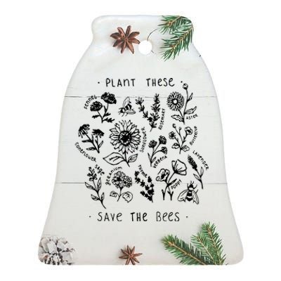 Plant These Save The Bees Sunflower Fennel Asre Lavender Farm Ceramic Bell Ornament