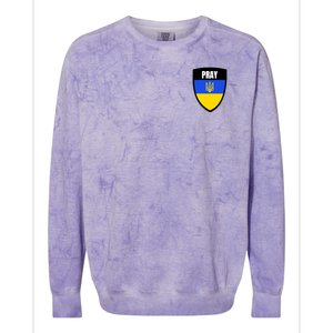 Pray Tactical Support Ukrainian Flag Shield I Stand With Ukraine Military Colorblast Crewneck Sweatshirt