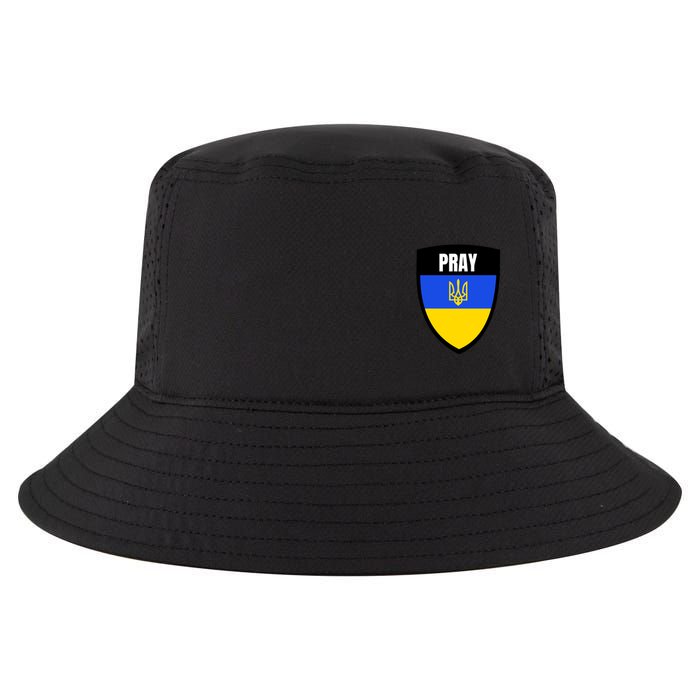 Pray Tactical Support Ukrainian Flag Shield I Stand With Ukraine Military Cool Comfort Performance Bucket Hat