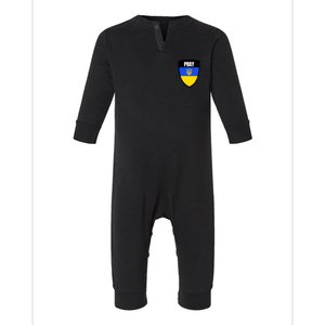 Pray Tactical Support Ukrainian Flag Shield I Stand With Ukraine Military Infant Fleece One Piece