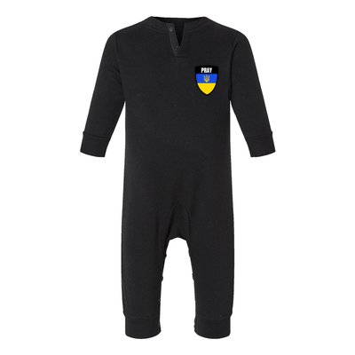 Pray Tactical Support Ukrainian Flag Shield I Stand With Ukraine Military Infant Fleece One Piece