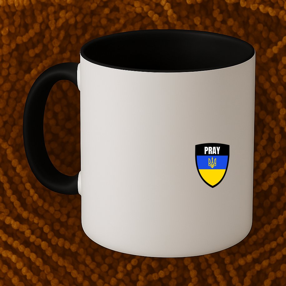 Pray Tactical Support Ukrainian Flag Shield I Stand With Ukraine Military Mug