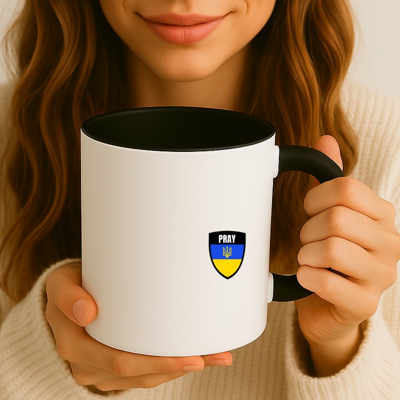 Pray Tactical Support Ukrainian Flag Shield I Stand With Ukraine Military Mug