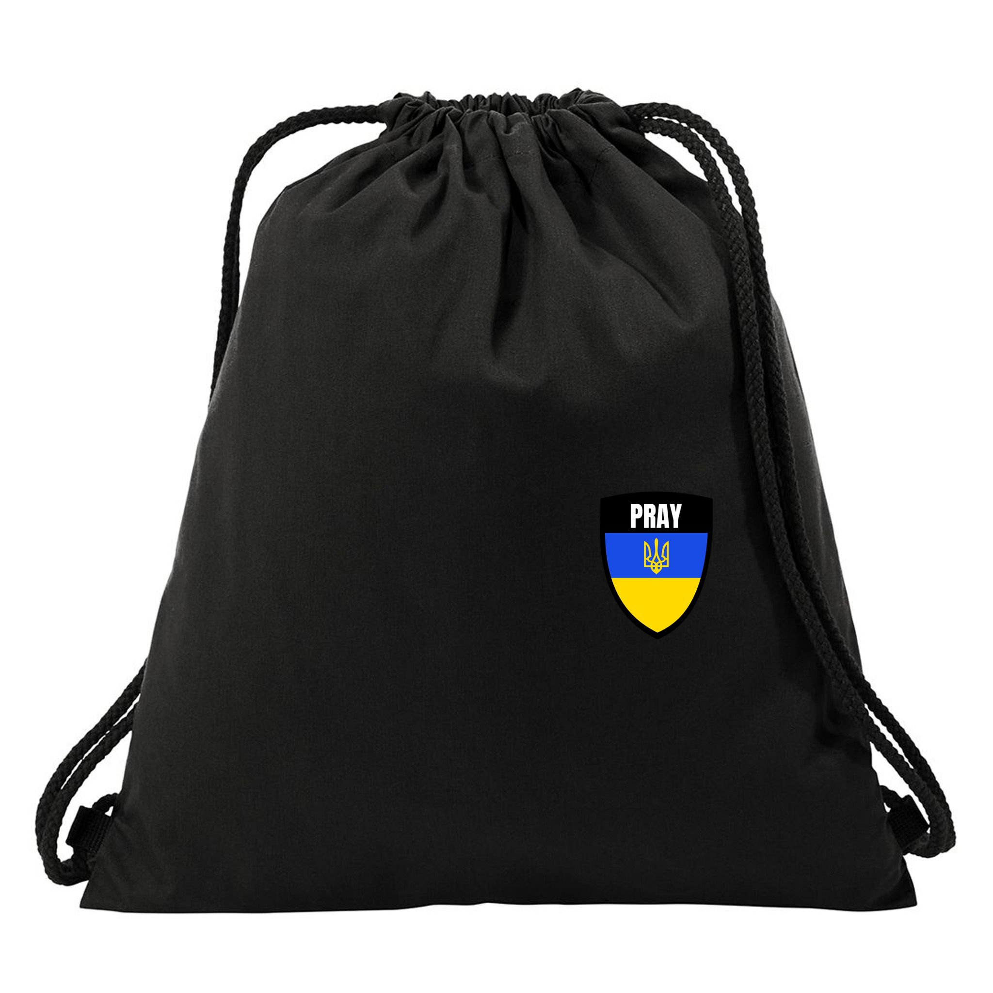 Pray Tactical Support Ukrainian Flag Shield I Stand With Ukraine Military Drawstring Bag