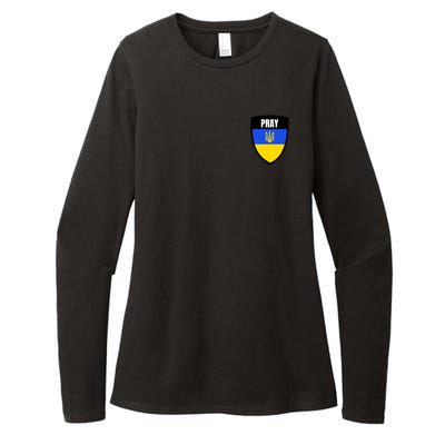 Pray Tactical Support Ukrainian Flag Shield I Stand With Ukraine Military Womens CVC Long Sleeve Shirt