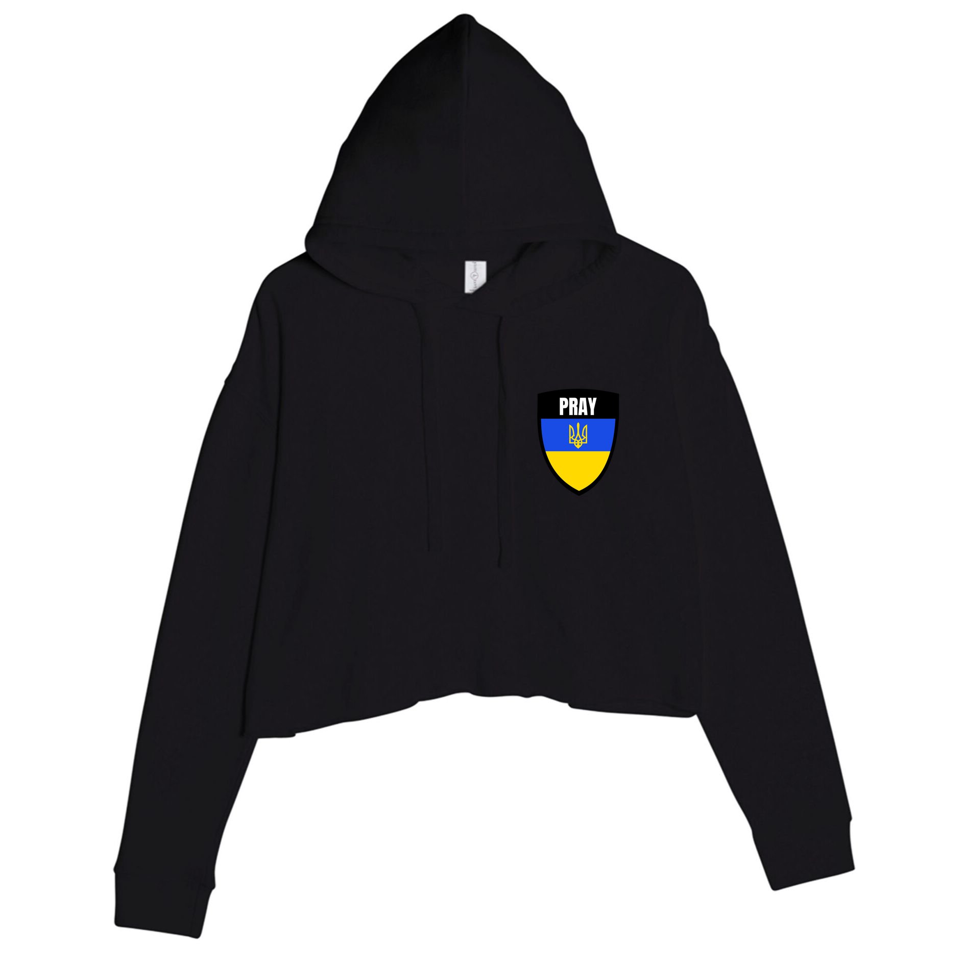 Pray Tactical Support Ukrainian Flag Shield I Stand With Ukraine Military Crop Fleece Hoodie
