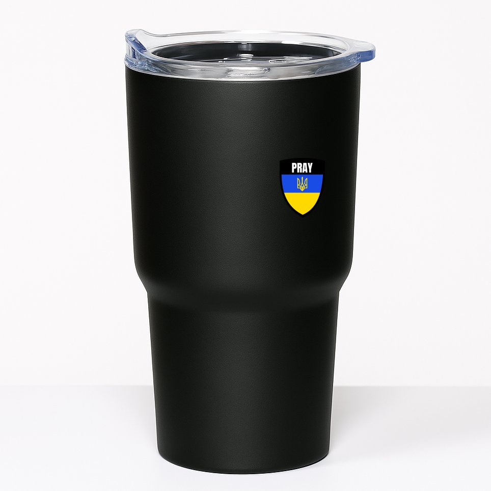 Pray Tactical Support Ukrainian Flag Shield I Stand With Ukraine Military Tumbler