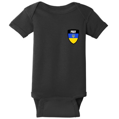 Pray Tactical Support Ukrainian Flag Shield I Stand With Ukraine Military Baby Bodysuit
