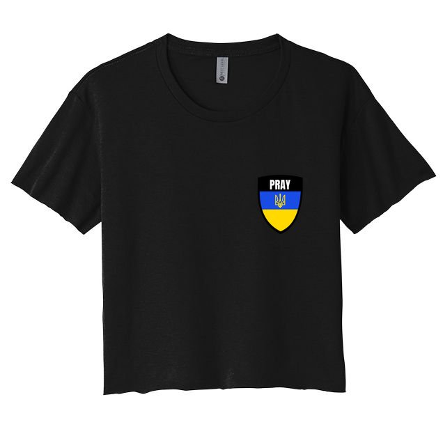 Pray Tactical Support Ukrainian Flag Shield I Stand With Ukraine Military Crop Top
