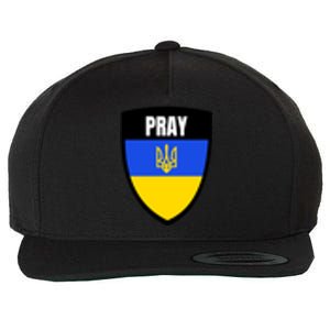 Pray Tactical Support Ukrainian Flag Shield I Stand With Ukraine Military Wool Snapback Cap