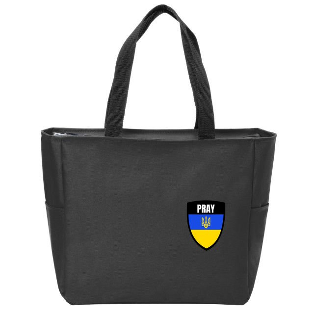Pray Tactical Support Ukrainian Flag Shield I Stand With Ukraine Military Zip Tote Bag