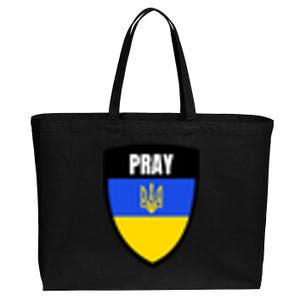 Pray Tactical Support Ukrainian Flag Shield I Stand With Ukraine Military Cotton Canvas Jumbo Tote