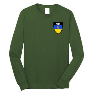 Pray Tactical Support Ukrainian Flag Shield I Stand With Ukraine Military Long Sleeve Shirt