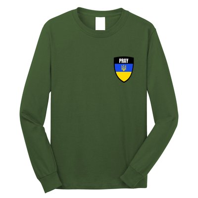 Pray Tactical Support Ukrainian Flag Shield I Stand With Ukraine Military Long Sleeve Shirt