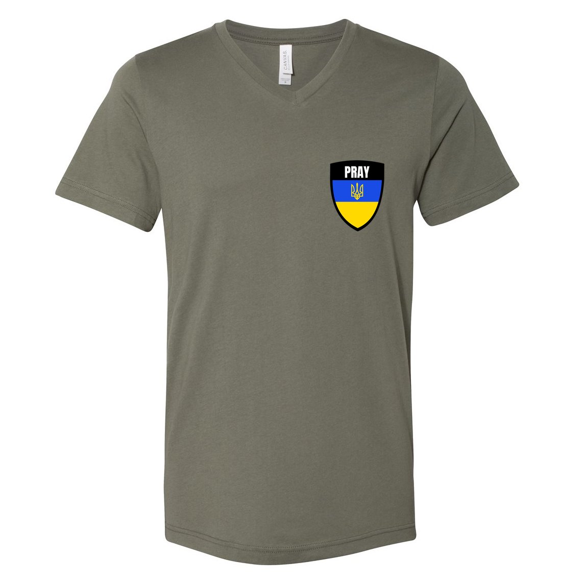 Pray Tactical Support Ukrainian Flag Shield I Stand With Ukraine Military V-Neck T-Shirt