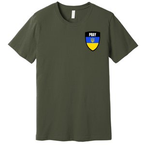 Pray Tactical Support Ukrainian Flag Shield I Stand With Ukraine Military Premium T-Shirt