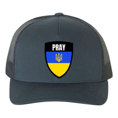 Pray Tactical Support Ukrainian Flag Shield I Stand With Ukraine Military Yupoong Adult 5-Panel Trucker Hat