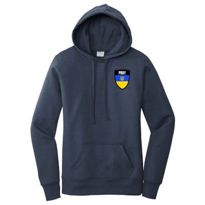 Pray Tactical Support Ukrainian Flag Shield I Stand With Ukraine Military Women's Pullover Hoodie