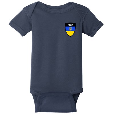 Pray Tactical Support Ukrainian Flag Shield I Stand With Ukraine Military Baby Bodysuit