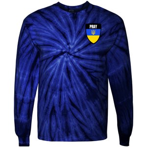 Pray Tactical Support Ukrainian Flag Shield I Stand With Ukraine Military Tie-Dye Long Sleeve Shirt