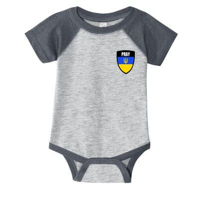 Pray Tactical Support Ukrainian Flag Shield I Stand With Ukraine Military Infant Baby Jersey Bodysuit