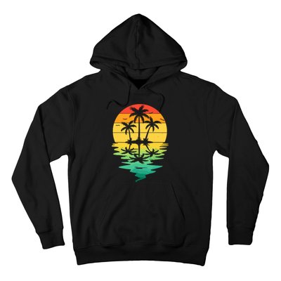 Palm Tree Silhouette Sunset Retro Vintage 70s Nature Lover Hoodie