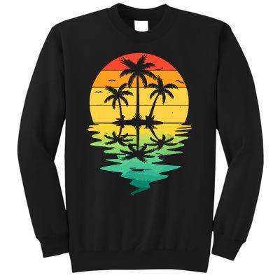 Palm Tree Silhouette Sunset Retro Vintage 70s Nature Lover Sweatshirt