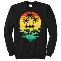 Palm Tree Silhouette Sunset Retro Vintage 70s Nature Lover Tall Sweatshirt