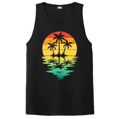 Palm Tree Silhouette Sunset Retro Vintage 70s Nature Lover PosiCharge Competitor Tank