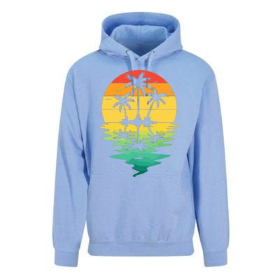 Palm Tree Silhouette Sunset Retro Vintage 70s Nature Lover Unisex Surf Hoodie