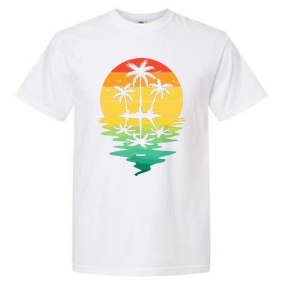 Palm Tree Silhouette Sunset Retro Vintage 70s Nature Lover Garment-Dyed Heavyweight T-Shirt