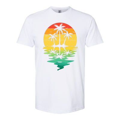 Palm Tree Silhouette Sunset Retro Vintage 70s Nature Lover Softstyle CVC T-Shirt