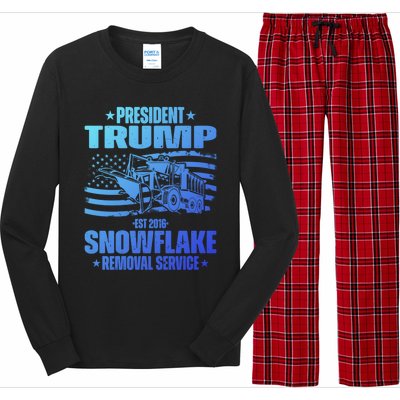 President Trump Snowflake Removal Service Funny Trump 2024 Cool Gift Long Sleeve Pajama Set