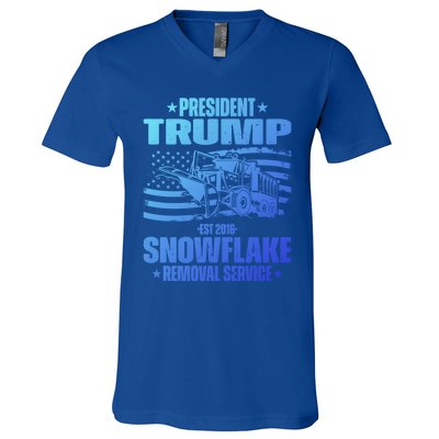 President Trump Snowflake Removal Service Funny Trump 2024 Cool Gift V-Neck T-Shirt