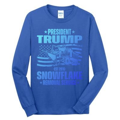 President Trump Snowflake Removal Service Funny Trump 2024 Cool Gift Tall Long Sleeve T-Shirt