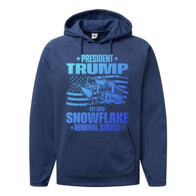 President Trump Snowflake Removal Service Funny Trump 2024 Cool Gift Performance Fleece Hoodie